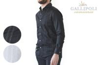ガリポリカミチェリア / GALLIPOLI camiceria メンズウェア シャツ 120662 マルチストライプ刺繍シャツ ホワイト ブラック